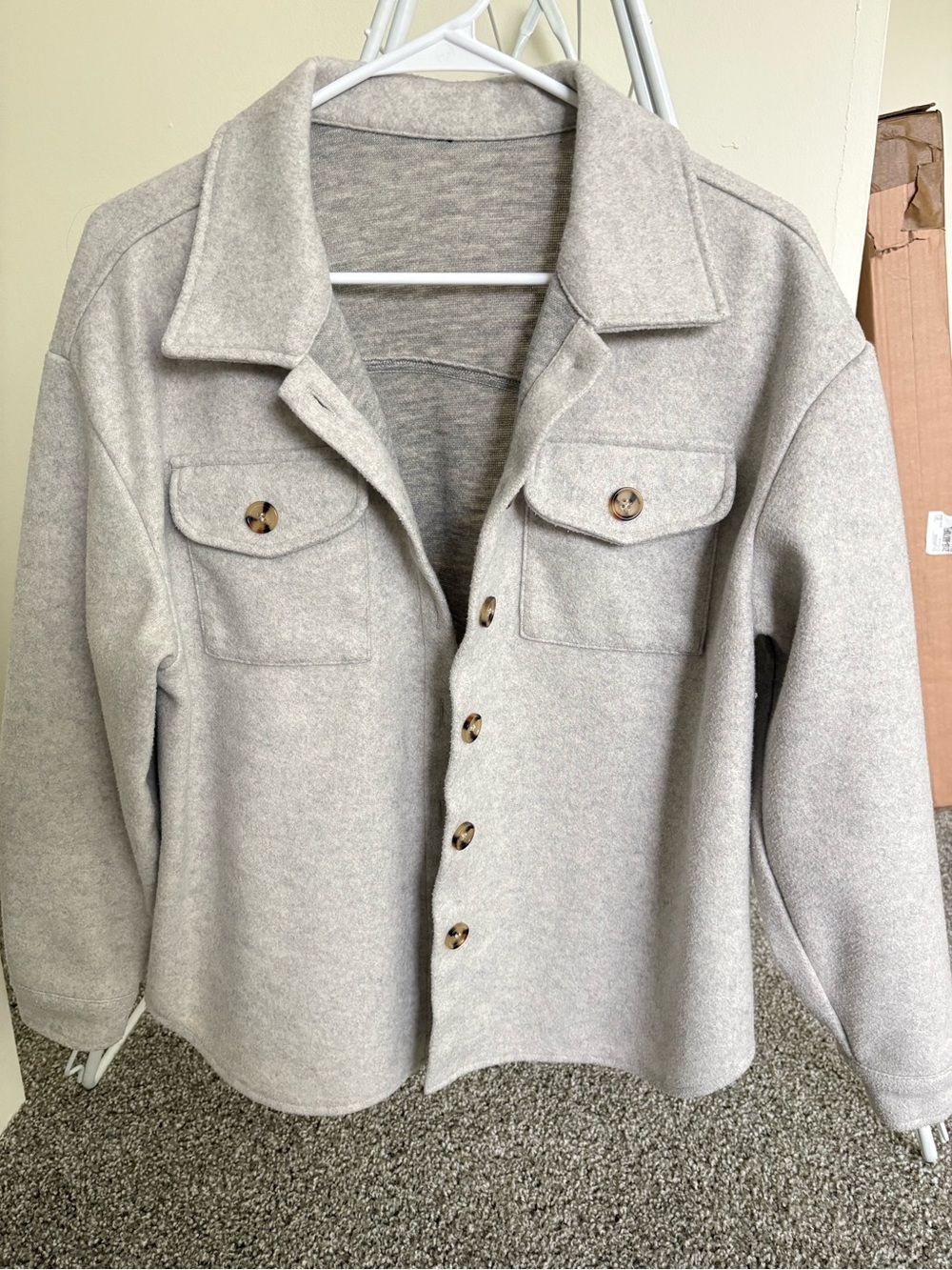 SHEIN Light Gray Pea Coat Jacket